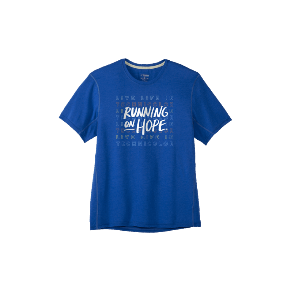 BROOKS BLG22 Distance Graphic Short Sleeve Heather Bluetiful
