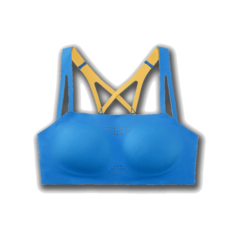 BROOKS Dare Crisscross Run Bra Blue Bolt-Saffron