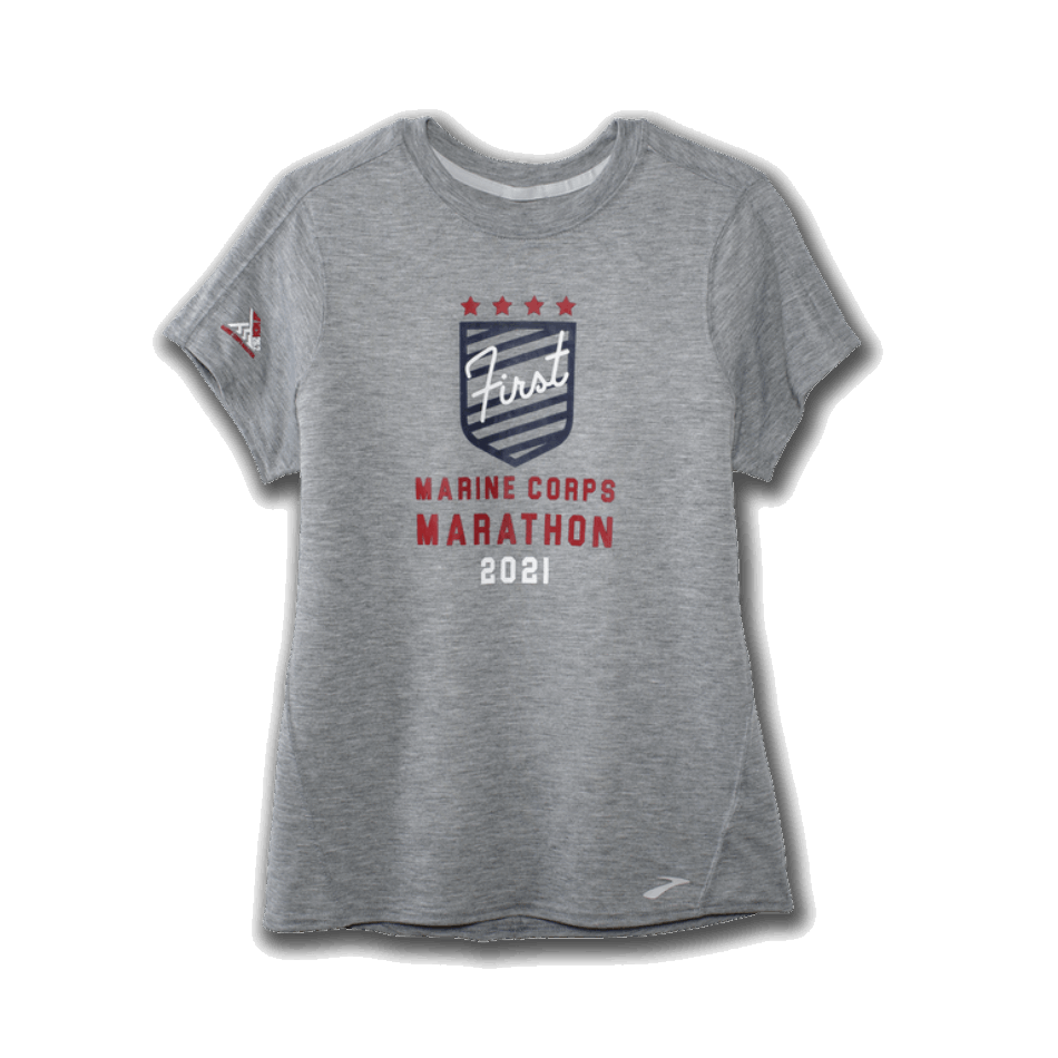 BROOKS Distance Graphic Short Sleeve Heather Ash-1st MCM Women