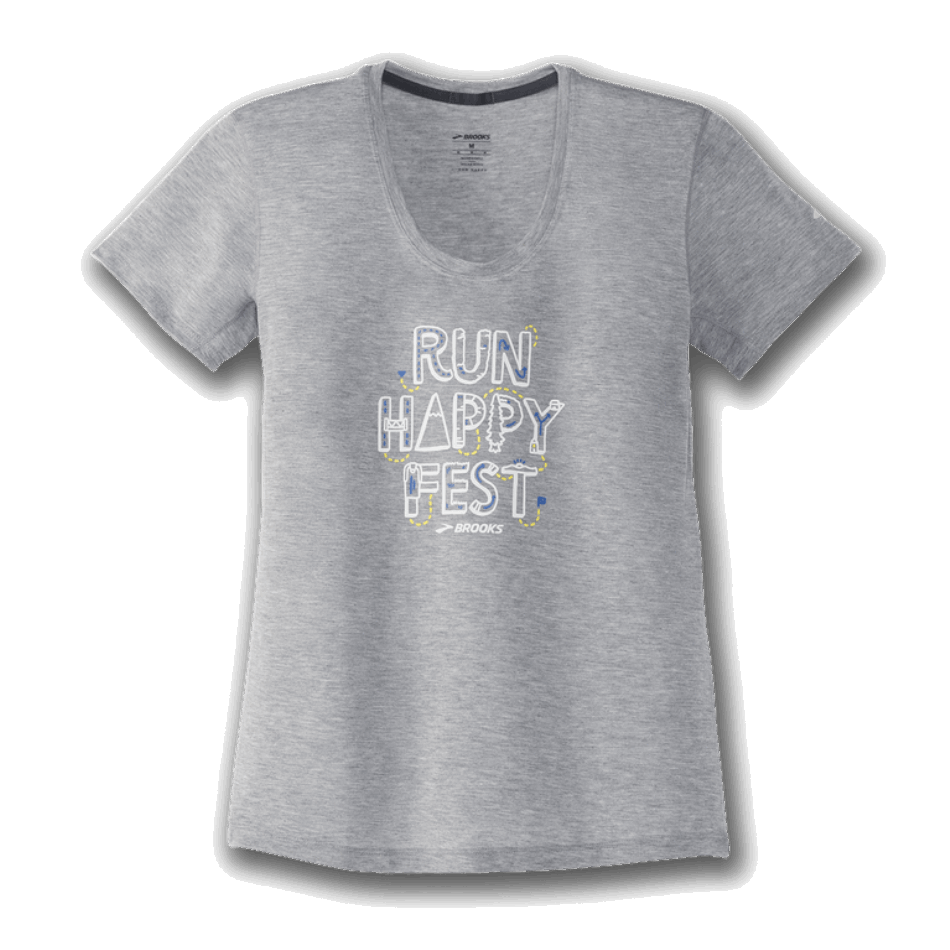 BROOKS RHF Distance Graphic Tee Heather Ash