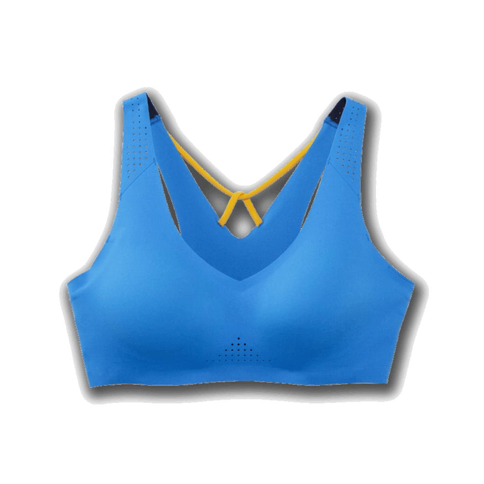 BROOKS Dare V Neck Run Bra Blue Bolt-Saffron