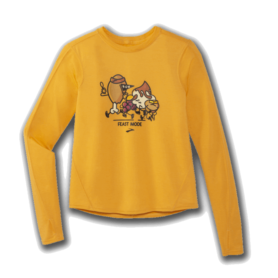 BROOKS Trot Happy Distance Graphic LS Women Saffron-Feast Mode