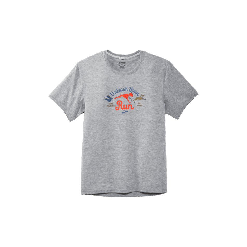 BROOKS Distance Graphic Short Sleeve Heather Ash-Dog Days