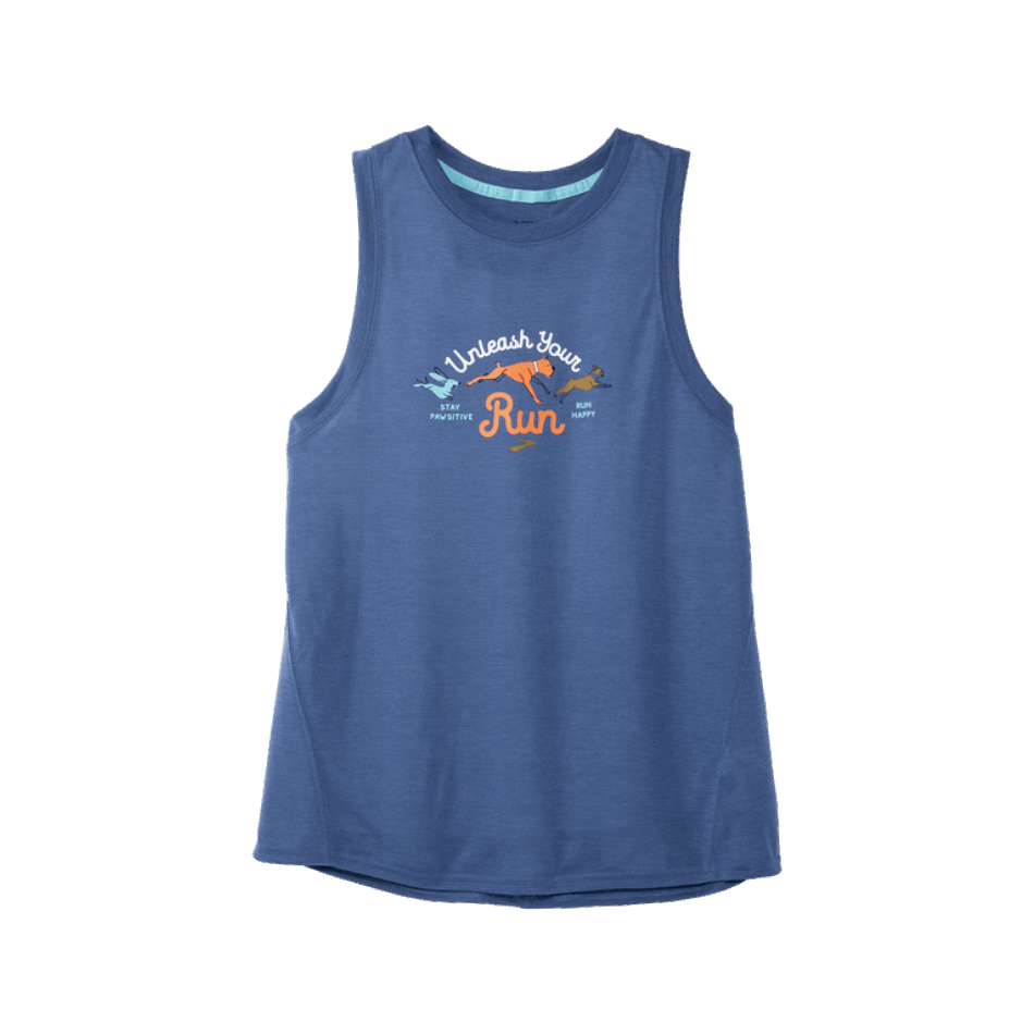 BROOKS Distance Graphic Tank Heather Blue Ash-Dog Day