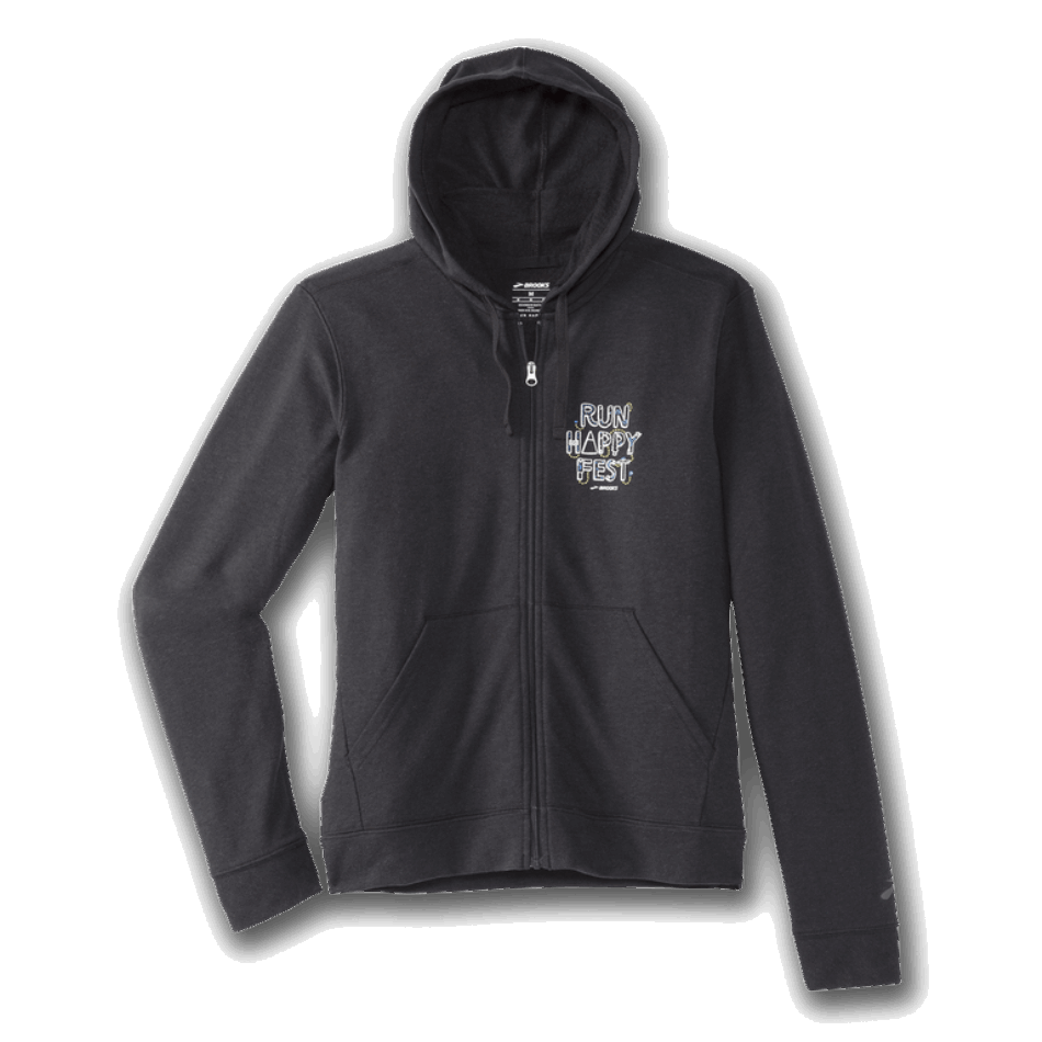 BROOKS RHF Full Zip Hoodie 2.0 Heather Black Run Happy Fest