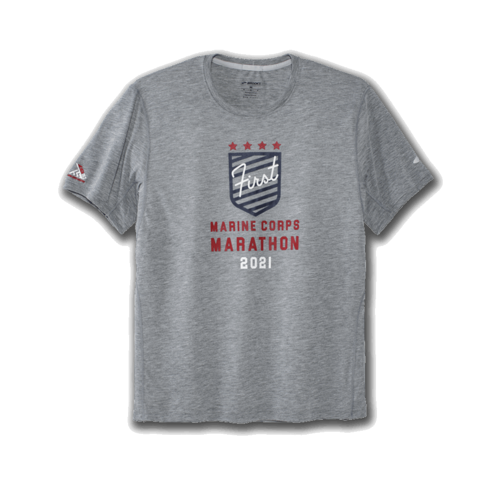BROOKS Distance Graphic Short Sleeve Heather Ash-1st MCM